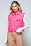 Snobbish Snap Down Quilted Crop Vest - Trendsi
