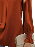 V-Neck Long Sleeve Ruffle Cuff Blouse - Trendsi - Flyclothing LLC