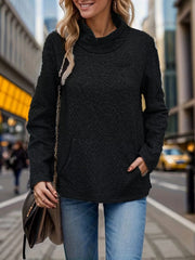 Pocketed Turtleneck Long Sleeve Sweatshirt - Trendsi
