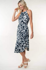 White Birch Tied Ruched Floral Sleeveless Knee Length Dress - Trendsi - Flyclothing LLC