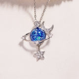 Starry Sky Inlaid Zircon Moon Star Necklace - Trendsi