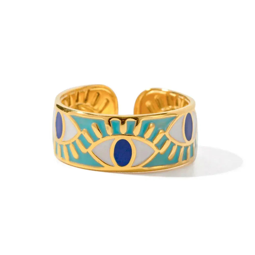 Stainless Steel Evil Eye Ring - Trendsi - Flyclothing LLC