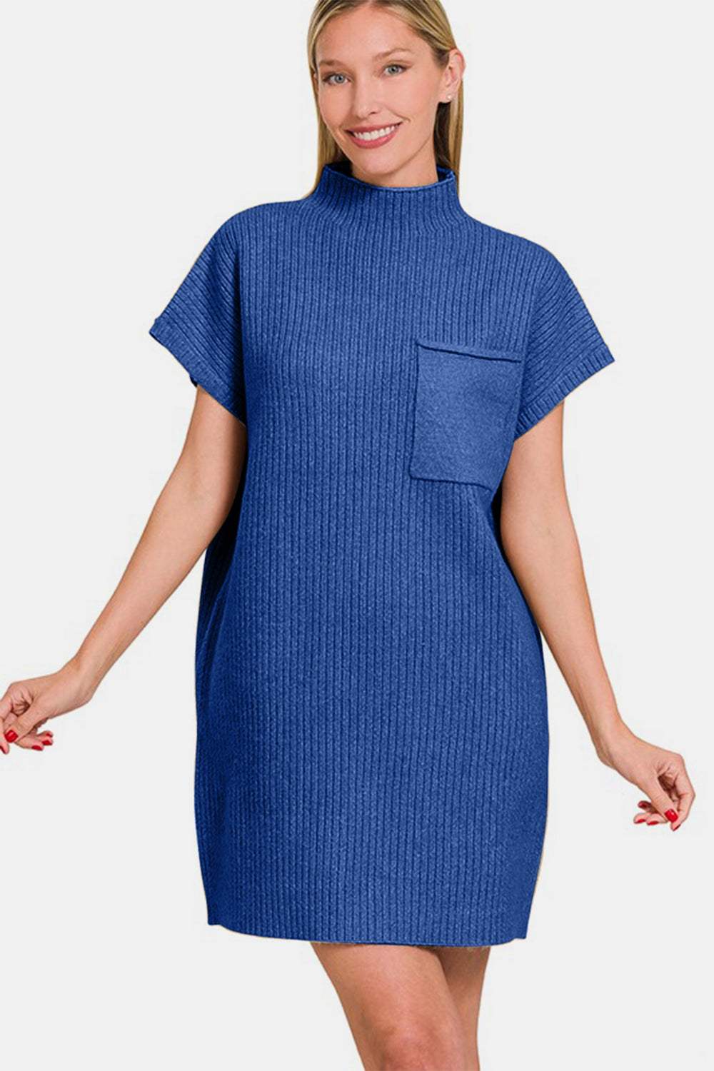 Zenana Short Sleeve Sweater Mini Dress - Trendsi - Flyclothing LLC