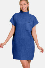 Zenana Short Sleeve Sweater Mini Dress - Trendsi - Flyclothing LLC