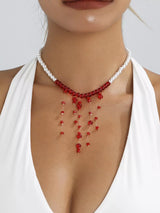 Pearl Beaded Dangle Necklace - Trendsi - Flyclothing LLC