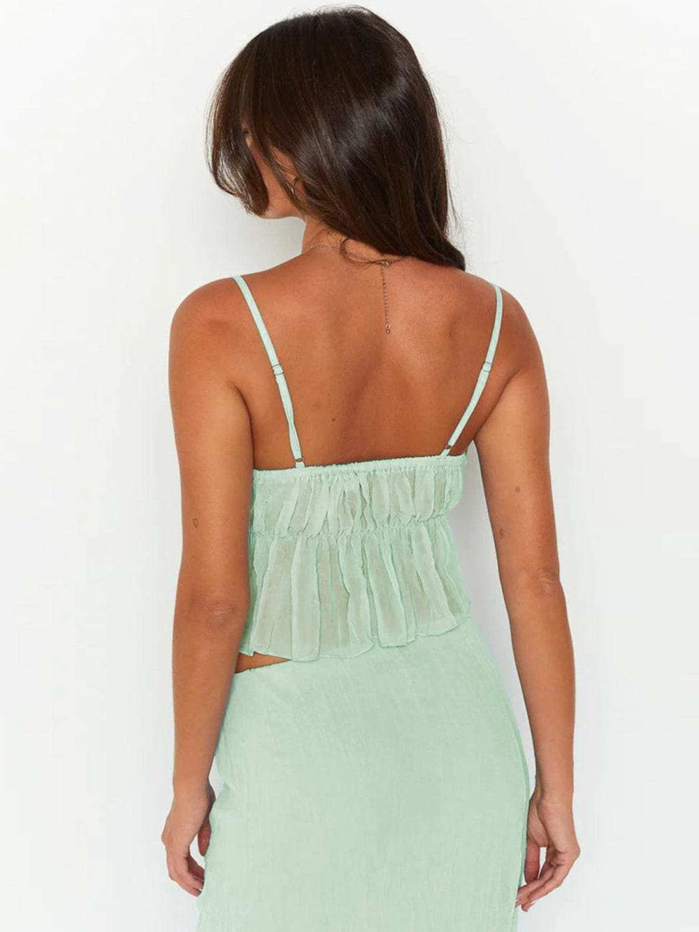 Square Neck Sleeveless Top and Ruched Skirt Set - Trendsi - Flyclothing LLC