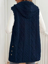 Button Up Plush Hooded Vest Coat - Trendsi - Flyclothing LLC