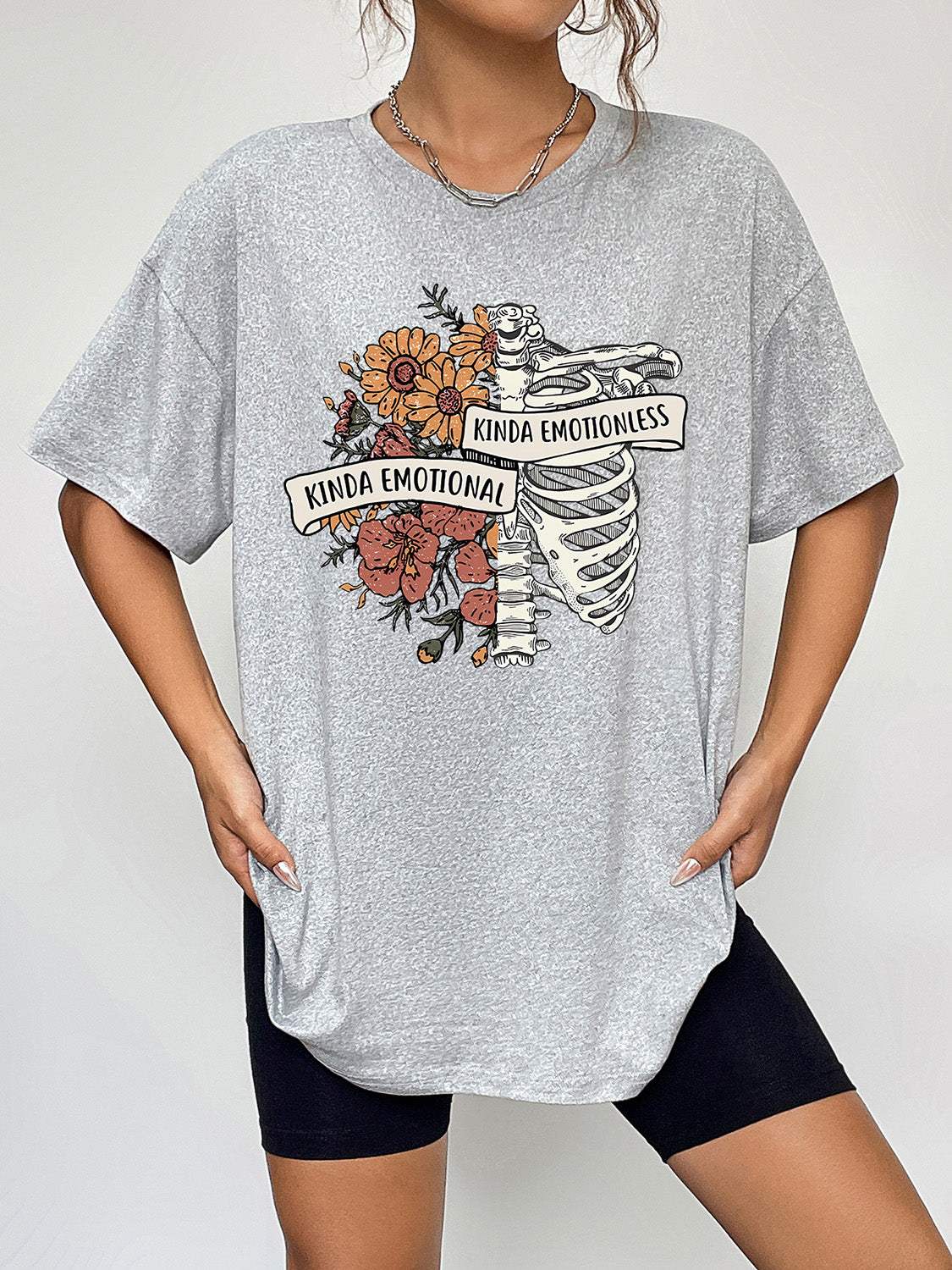 Round Neck Short Sleeve Graphic T-Shirt - Trendsi - Flyclothing LLC