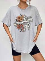 Round Neck Short Sleeve Graphic T-Shirt - Trendsi - Flyclothing LLC