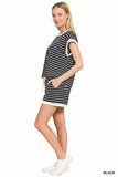 Zenana Stripe Contrast Trim Top & Shorts Set - Trendsi - Flyclothing LLC
