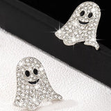 18K Gold-Plated Rhinestone Halloween Ghost Earrings - Trendsi - Flyclothing LLC