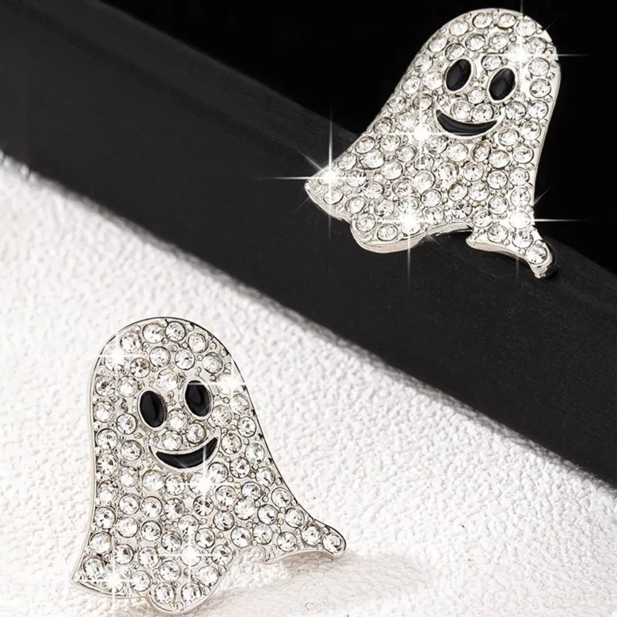 18K Gold-Plated Rhinestone Halloween Ghost Earrings - Trendsi - Flyclothing LLC