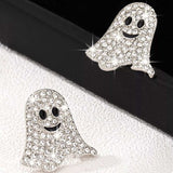 18K Gold-Plated Rhinestone Halloween Ghost Earrings - Trendsi - Flyclothing LLC