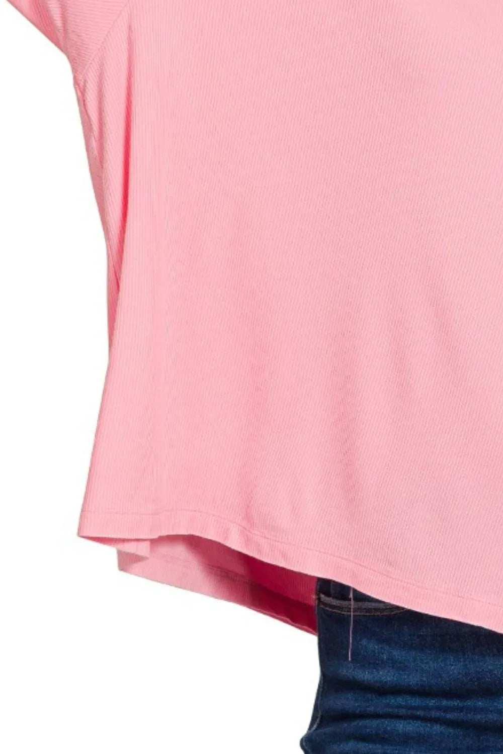 Zenana Oversized Ribbed Round Neck Short Sleeve Tee - Trendsi - Flyclothing LLC