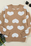 Heart Round Neck Long Sleeve Sweater - Trendsi - Flyclothing LLC