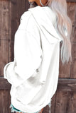 Distressed Drawstring Long Sleeve Hoodie - Trendsi
