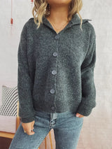 Ribbed Button-Up Cardigan - Trendsi - Flyclothing LLC