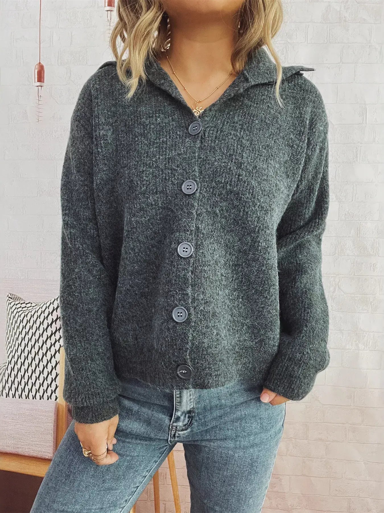 Ribbed Button-Up Cardigan - Trendsi - Flyclothing LLC