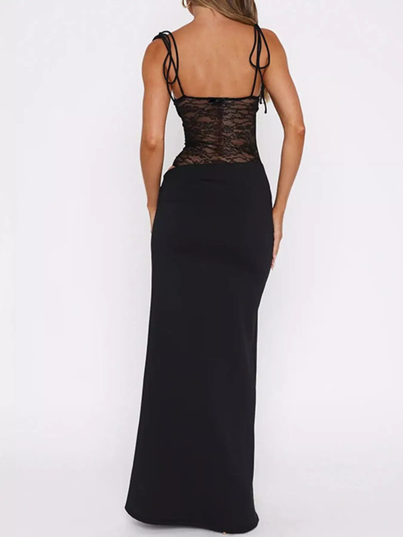 Lace Cutout Tie Shoulder Maxi Dress - Trendsi - Flyclothing LLC