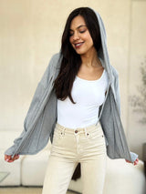 Culture Code Full Size Ribbed Zip Up Drawstring Hooded Jacket - Trendsi - Flyclothing LLC