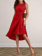 Ruched Round Neck Sleeveless Dress - Trendsi - Flyclothing LLC