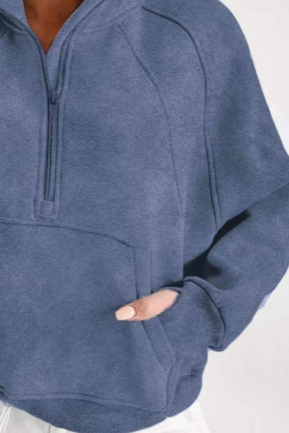 Half Zip Long Sleeve Sweatshirt - Trendsi - Flyclothing LLC