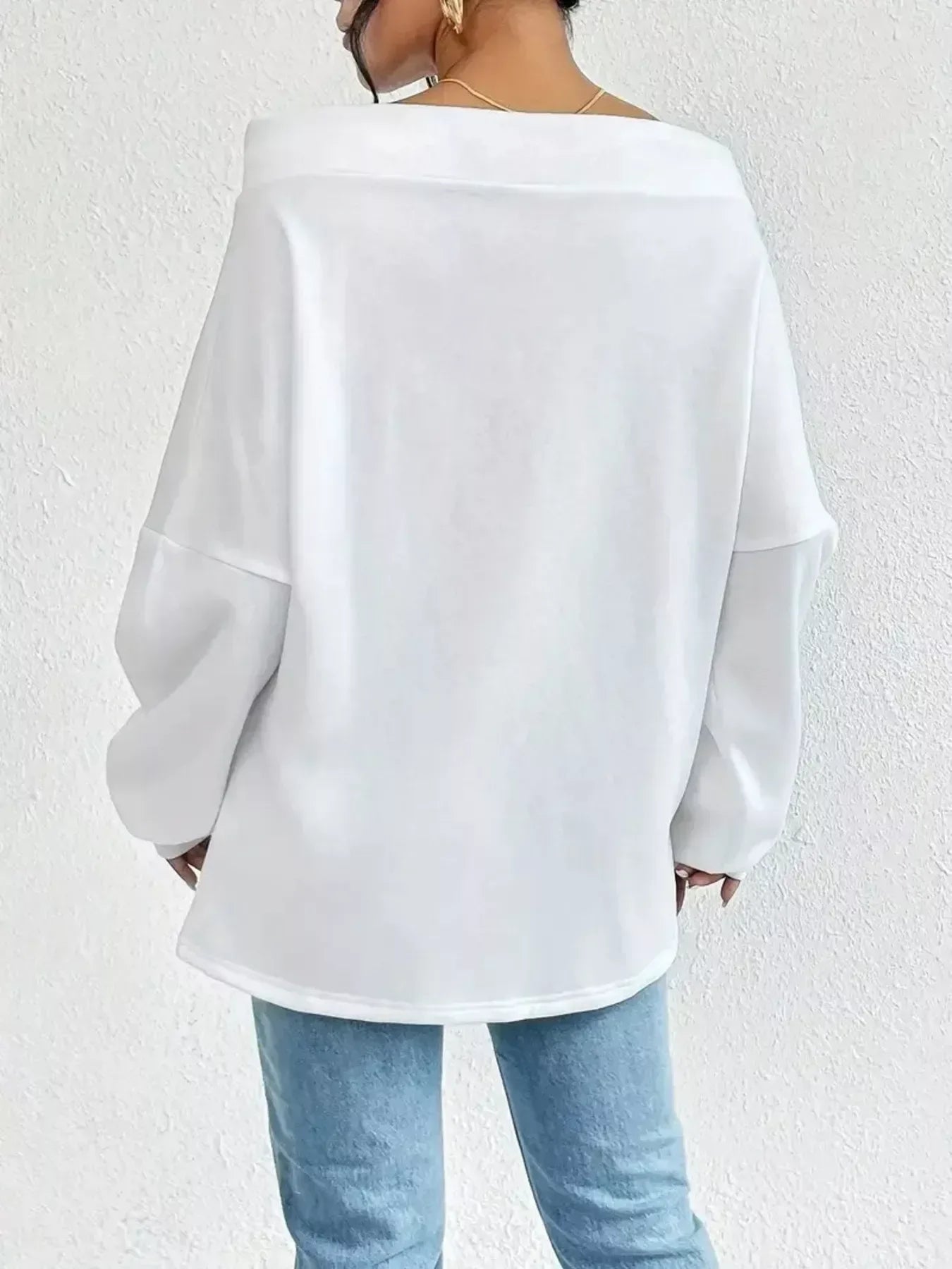 Off-Shoulder Drawstring Sweatshirt - Trendsi - Flyclothing LLC