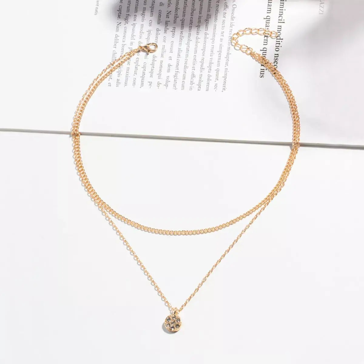 Double Layered Pendant Necklace - Trendsi - Flyclothing LLC
