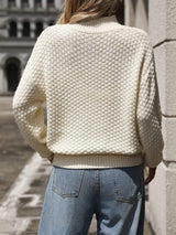 Mock Neck Long Sleeve Sweater - Trendsi - Flyclothing LLC