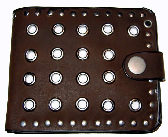 Brown Leather Grommet Wallet - Anonymous - Flyclothing LLC