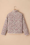 Floral Snap Down Mock Neck Coat - Trendsi - Flyclothing LLC