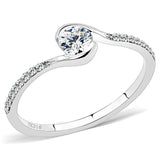 DA007 - High polished (no plating) Stainless Steel Ring with AAA Grade CZ  in Clear - Alamode