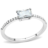 DA009 - High polished (no plating) Stainless Steel Ring with Cubic in Clear - Alamode - Flyclothing LLC