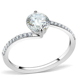 DA013 - High polished (no plating) Stainless Steel Ring with AAA Grade CZ  in Clear