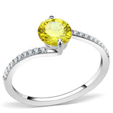 DA015 - High polished (no plating) Stainless Steel Ring with AAA Grade CZ in Topaz - Alamode - Flyclothing LLC