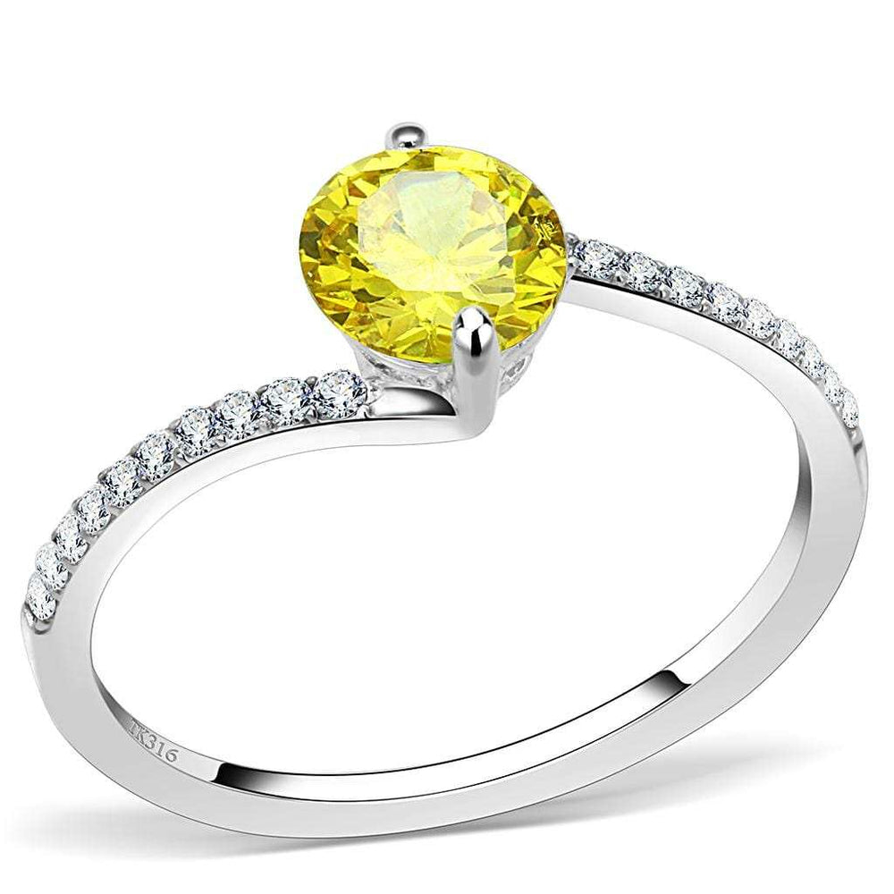 DA015 - High polished (no plating) Stainless Steel Ring with AAA Grade CZ in Topaz - Alamode - Flyclothing LLC