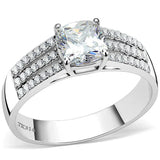 DA020 - High polished (no plating) Stainless Steel Ring with Cubic in Clear - Alamode - Flyclothing LLC