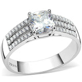 DA020 - High polished (no plating) Stainless Steel Ring with Cubic in Clear - Alamode - Flyclothing LLC