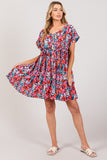 SAGE + FIG Floral Button Down Short Sleeve Mini Dress - Trendsi