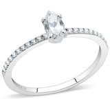 DA031 - High polished (no plating) Stainless Steel Ring with Cubic in Clear - Alamode - Flyclothing LLC