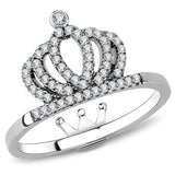 DA040 - High polished (no plating) Stainless Steel Ring with AAA Grade CZ in Clear - Alamode - Flyclothing LLC