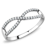 DA041 - High polished (no plating) Stainless Steel Ring with AAA Grade CZ in Clear - Alamode - Flyclothing LLC