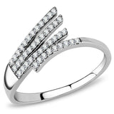 DA043 - High polished (no plating) Stainless Steel Ring with AAA Grade CZ in Clear - Alamode - Flyclothing LLC