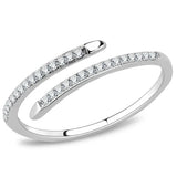 DA044 - High polished (no plating) Stainless Steel Ring with AAA Grade CZ in Clear - Alamode - Flyclothing LLC