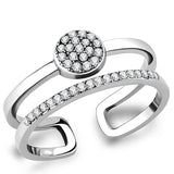DA048 - High polished (no plating) Stainless Steel Ring with AAA Grade CZ  in Clear - Alamode