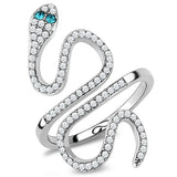 DA051 - High polished (no plating) Stainless Steel Ring with Top Grade Crystal in Blue Zircon - Alamode - Flyclothing LLC