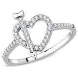 DA052 - High polished (no plating) Stainless Steel Ring with AAA Grade CZ  in Clear - Alamode