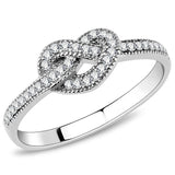 DA053 - High polished (no plating) Stainless Steel Ring with AAA Grade CZ  in Clear
