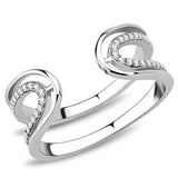 DA056 - High polished (no plating) Stainless Steel Ring with AAA Grade CZ in Clear - Alamode - Flyclothing LLC