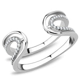 DA056 - High polished (no plating) Stainless Steel Ring with AAA Grade CZ  in Clear - Alamode